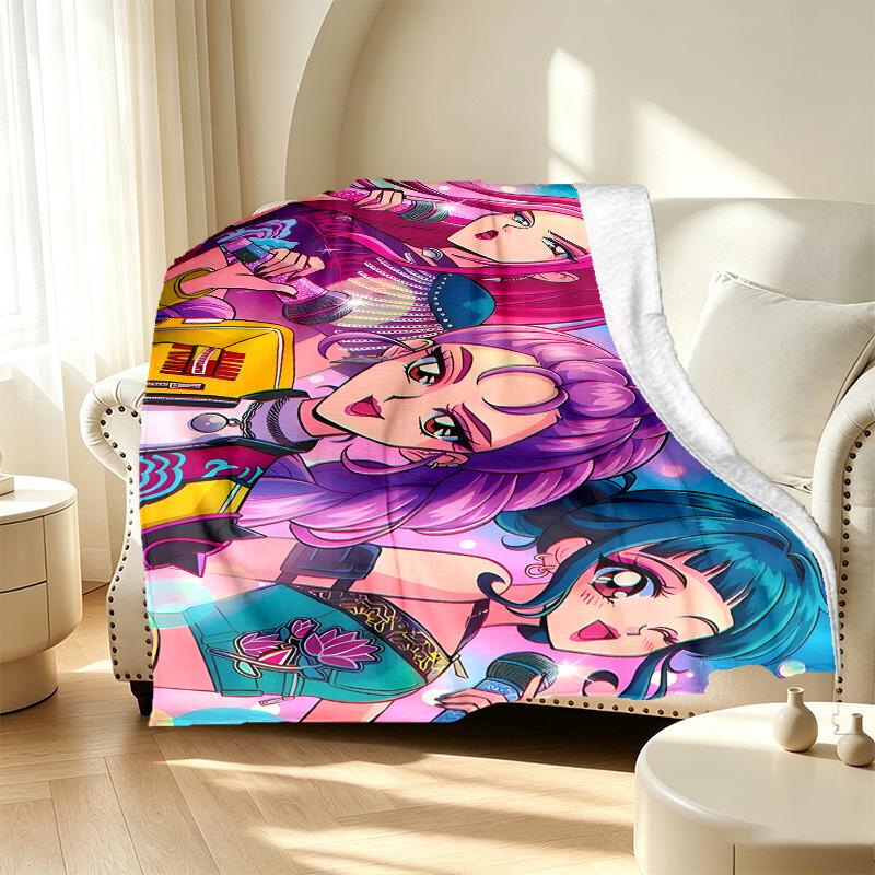 KPop Demon Hunters Pattern Blanket for Home Decoration, Bed, Sofa, Car Travel, Camping, Suitable for All Seasons, Birthday Christmas Gift