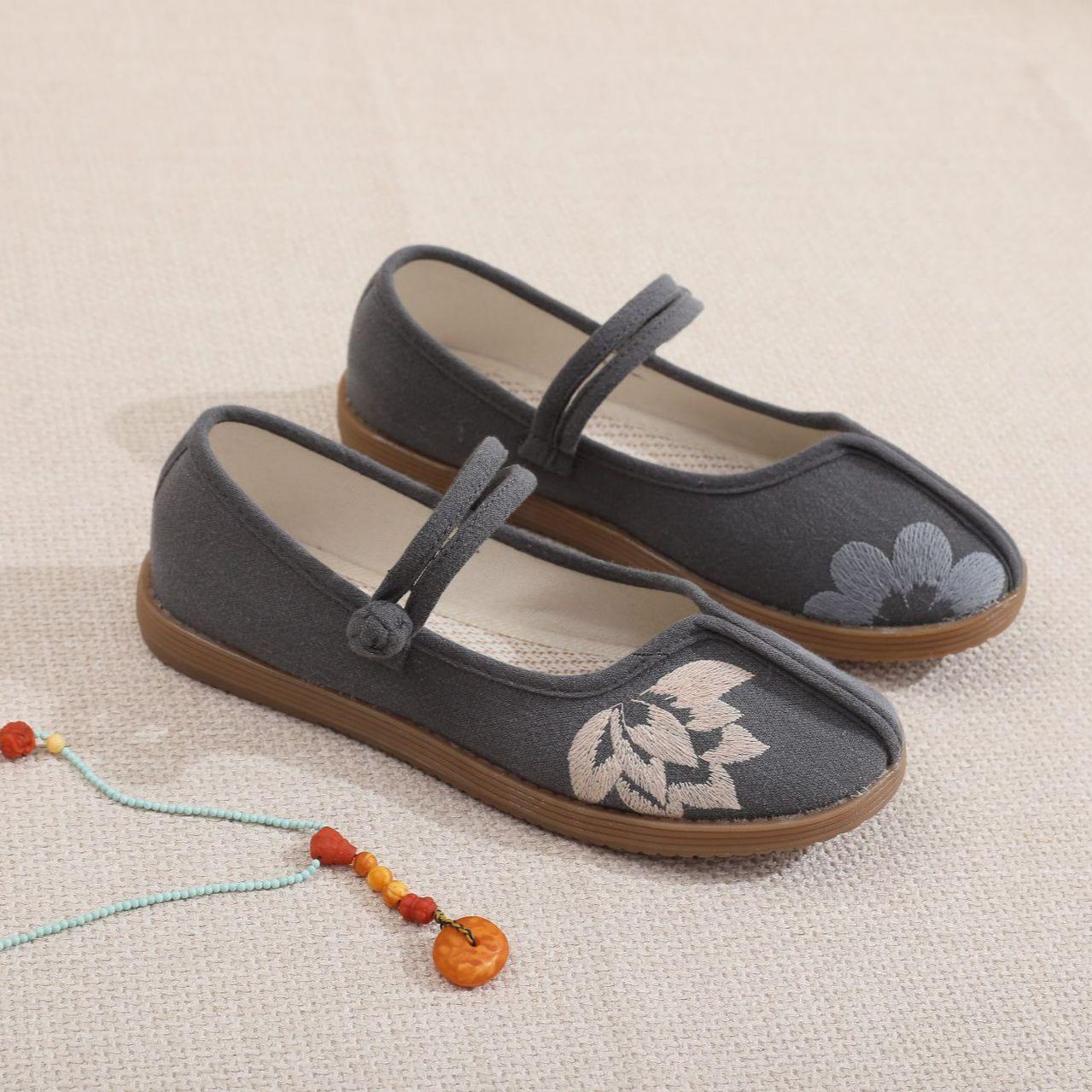 

Женские туфли Мэри Джейн без застежек, удобные балетки на плоской подошве, повседневные туфли для ходьбы с ремешком на щиколотке, вышитые рабочие туфли на плоской подошве для женщин, модельная обувь 40