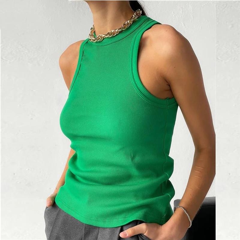 Gerippte Strick Damen Sommer Stricktops Sportweste Schulterfrei Tanktop Lässige Ärmellose Tops