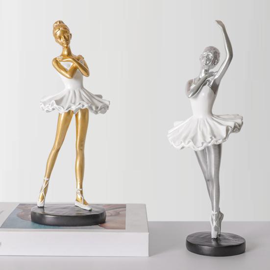 Counterweighted Base Figurine Ballet Dancer Figurine, Ballerina Statue with Stable Round Base, Resin Artistic Dance Sculpture Figurines, Elegant