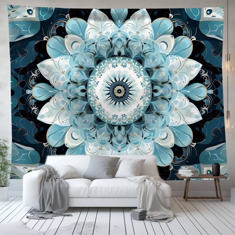 Blue Magic Circle Pattern Decoration Bedroom Living Room Tapestry Home Wall Decoration Tapestry