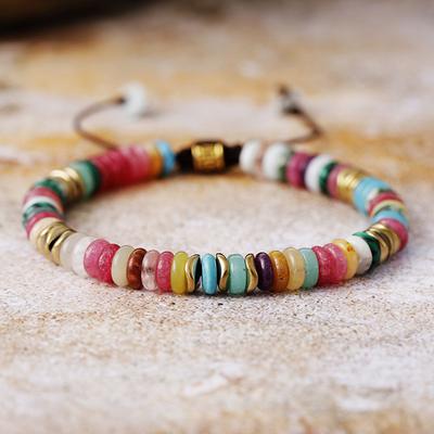 Einfaches und dennoch luxuriöses Armband mit handgefertigten Perlen aus natürlichem Stein, verstellbarer Freundschaftsschmuck.