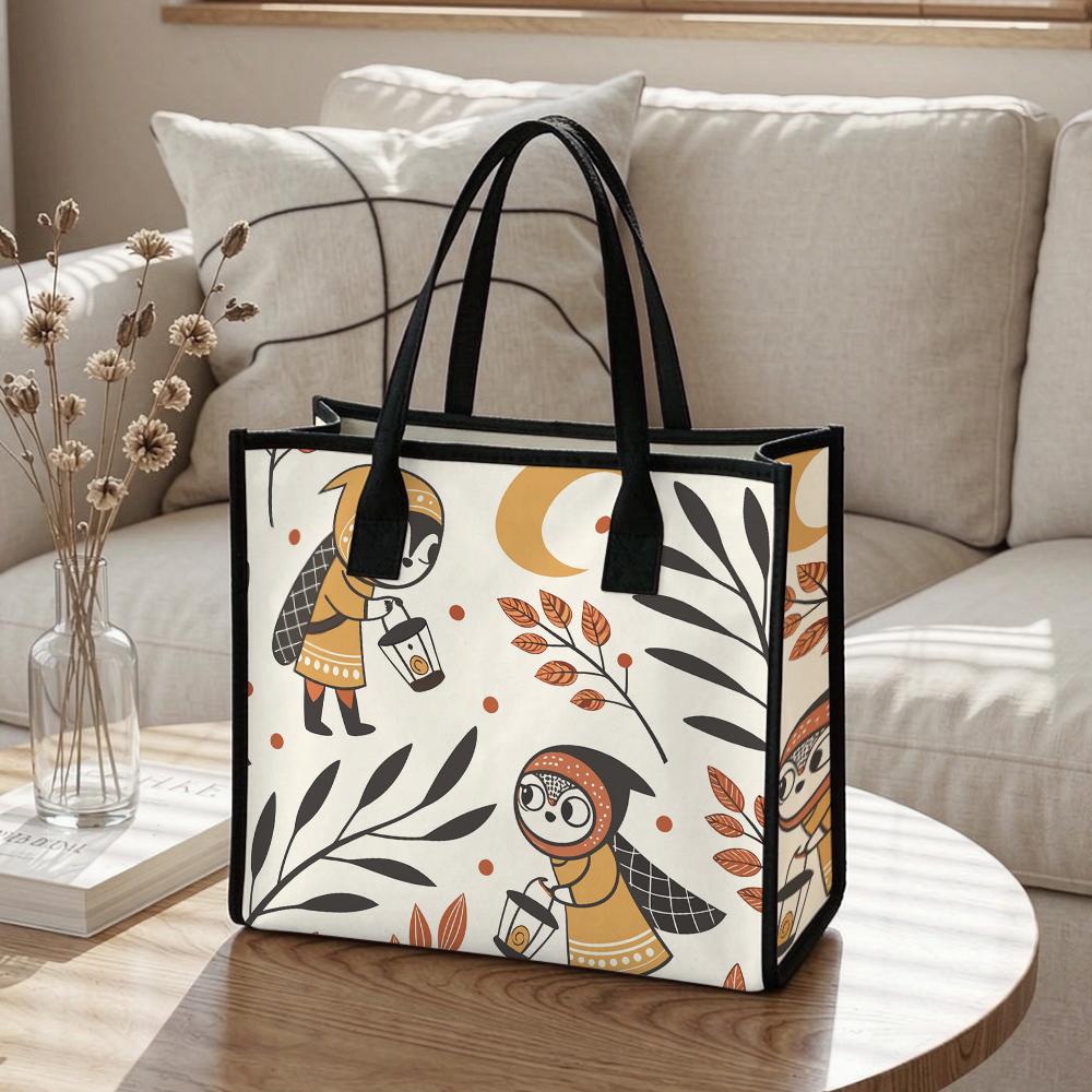Cute Cartoon Pattern Tote Bag Stylish Casual Large Capacity Shopping Handbag