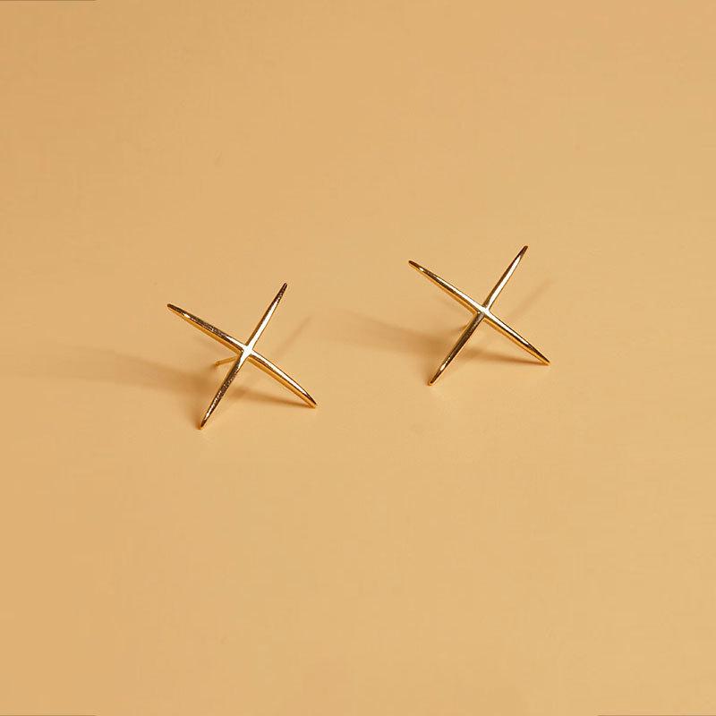 Cross Minimalist Glossy Geometric Lines Women's Style Niche Design Personalized Earrings for Women