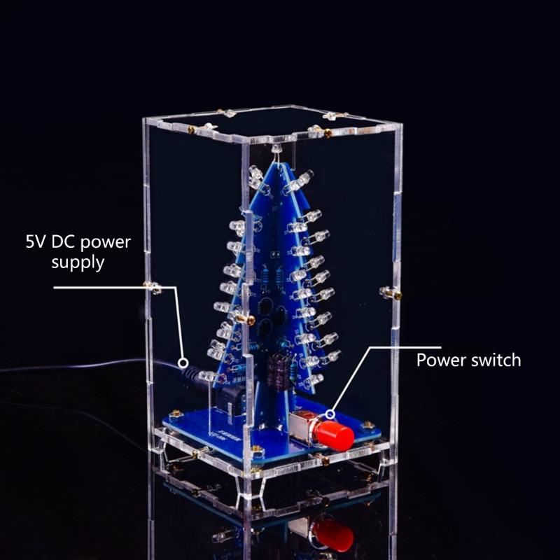 Colorful 3D Christmas Tree Led DIY Kit, Colorful Flash RGB LED Circuit Electronic Assemble Funny Kit, STEM Project