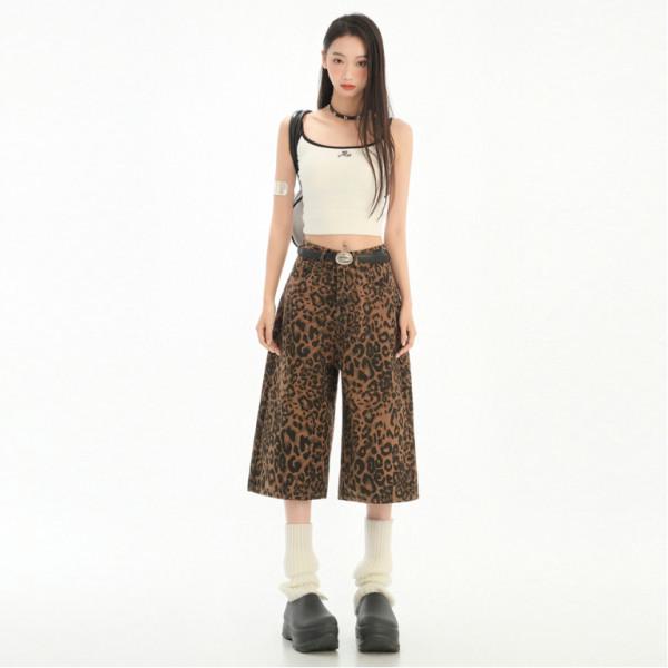 

Hot Sale Women s American Retro Leopard Wide-Leg Jeans - Spring/Summer 2025 Collection 2XL