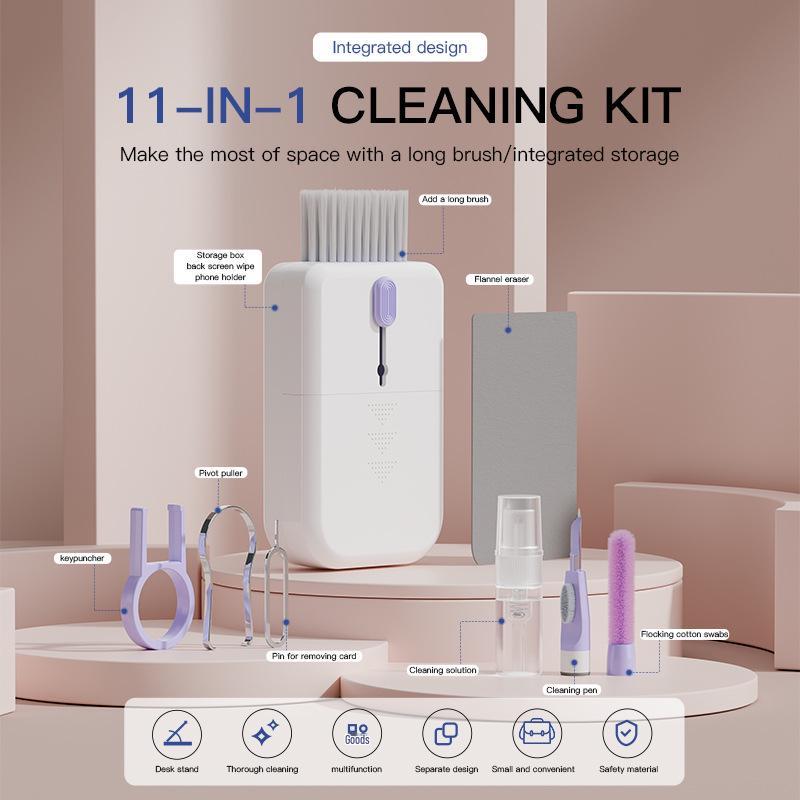

11-in-1 Multifunctional Electronic Cleaning Set for Headphones, Keyboards, Mobile Phones & Bluetooth Accessories синий