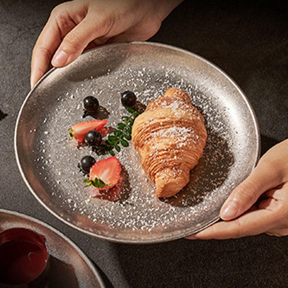 Geschirr Edelstahl Steakplatte Klassisch Vintage Westliches Gericht Langlebig Wiederverwendbar Aufbewahrungsschale Festival