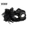 Venetian Style Mask Half Face Masquerade for Women, Mesh Flower Rhinestone Mask, Costumes Accessory Halloween Carnival Prom Ball Party Vintage