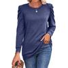 2024 European And American Autumn And Winter New Loose Round Neck Pleated Long Sleeved Solid Color T-Shirt Top For Women