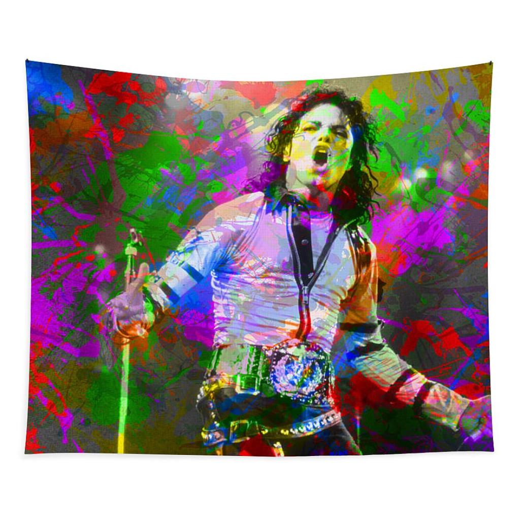 Michael Jackson PaintSplatters Music WatercolorPortrait Tapestry Room wall decoration Dormitory tapestry bar party decoration