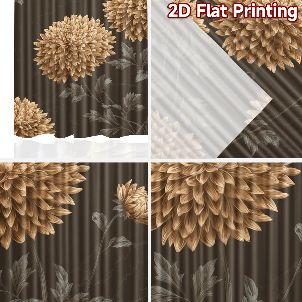 2D FLAT PRINTING 2pcs Curtains (Without Rod) Floral Elegance on Gray Easter Festival Chic Print Curtains Durable Polyester