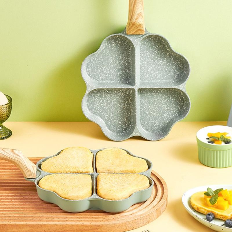 Four Hole Frying Pan Non Stick Egg Frying Pan Creative Heart Shaped Easy Clean Egg Cooker Omelet Pan Gift Cook