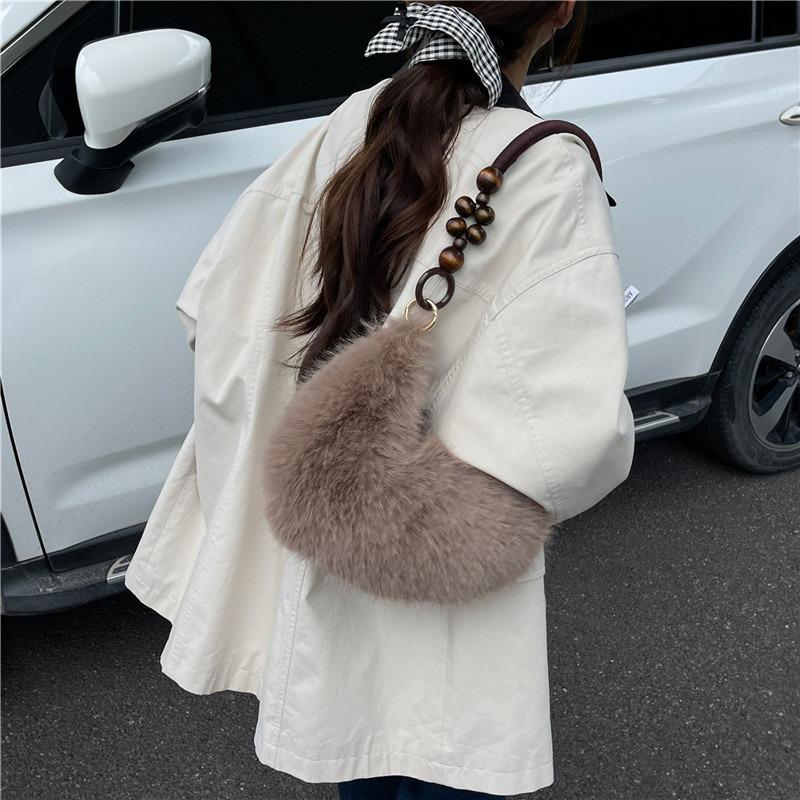 Autumn and winter Mao Mao hand bag plush small bag shoulder dumpling bag casual simple handbag shoulder bag
