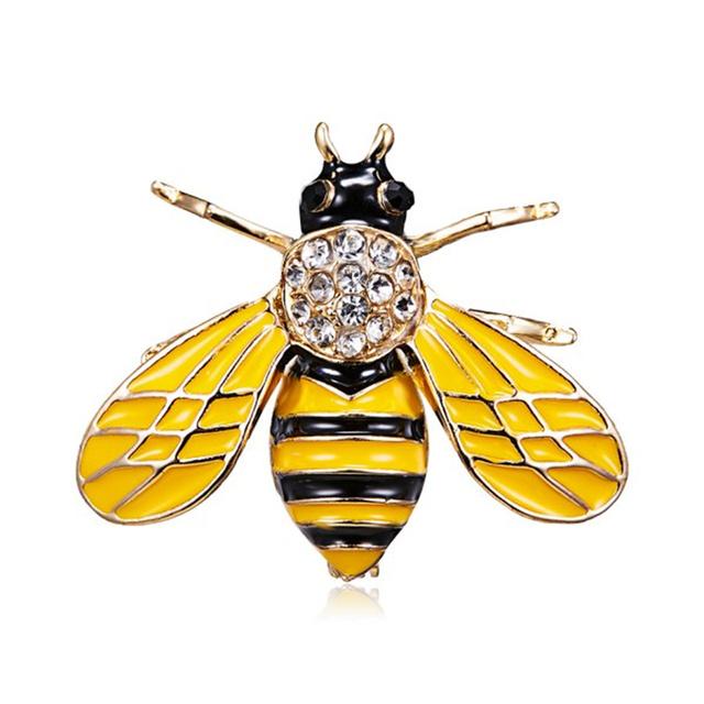 Voguish Stylish Enamel Insect Series Brooches Women Men Delicate Little Bee Pin Brooch Crystal Stone Rhinestone Brooches Pin Jewelry Souvenir