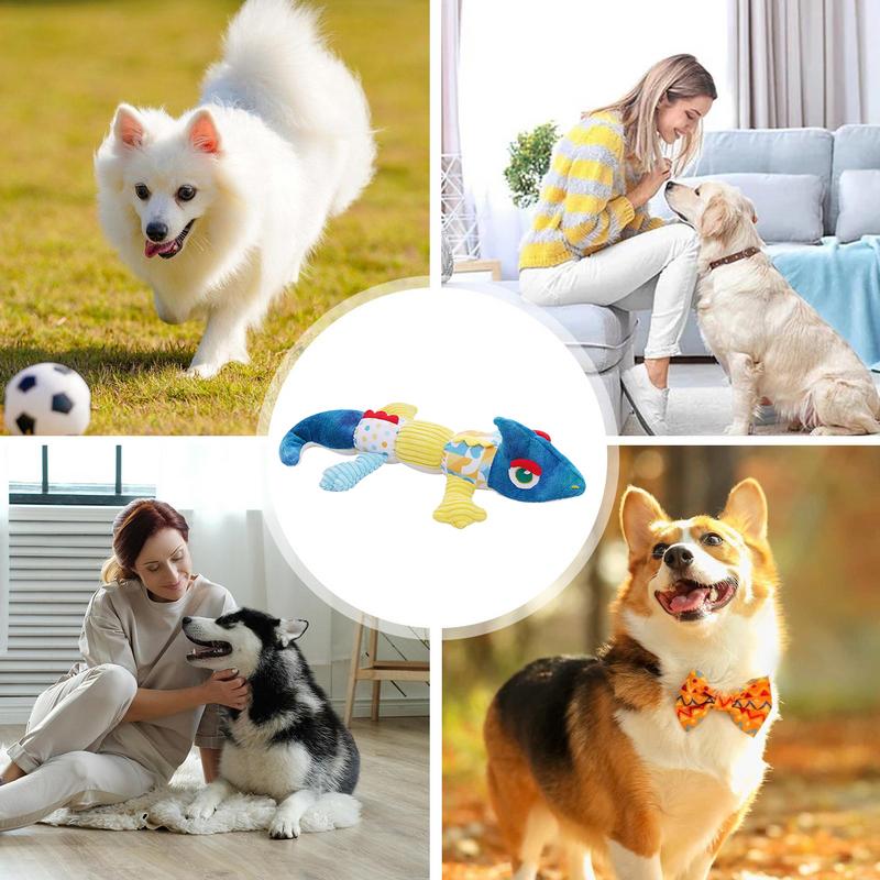 Dog Squeak Toys Dog Teething Toys Chameleon Soft Stuffed Toys Cartoon Bite-Resistant Pet Supplies Cute Dog Toys For Cleaning