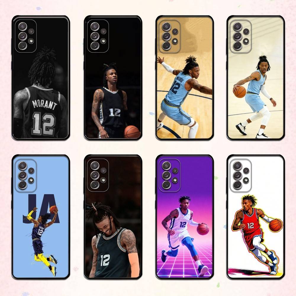 Basketball J-Ja M-Morant 12 Phone Case For Samsung S 25,24,23,22,30,21,10,9,Ultra,Plus,Lite,FE,4,5 G Soft Black Case