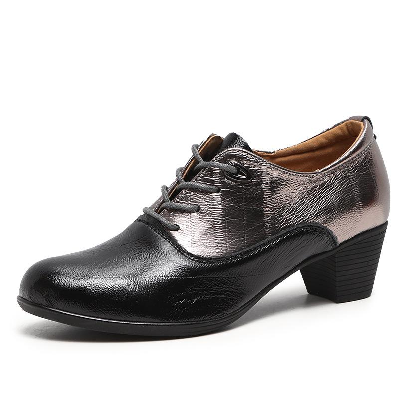 British Style Spring Women Pumps Round Toe Strange Heels 5cm Lace Up Soft Casual Office Lady Shoes Soft-soled Dancing Sneakers