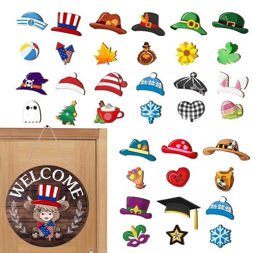 Outdoor Welcome Sign Interchangeable Highland Cow Welcome Sign Set Holiday Decor For Fall Home Bedroom Office Store Housewarming