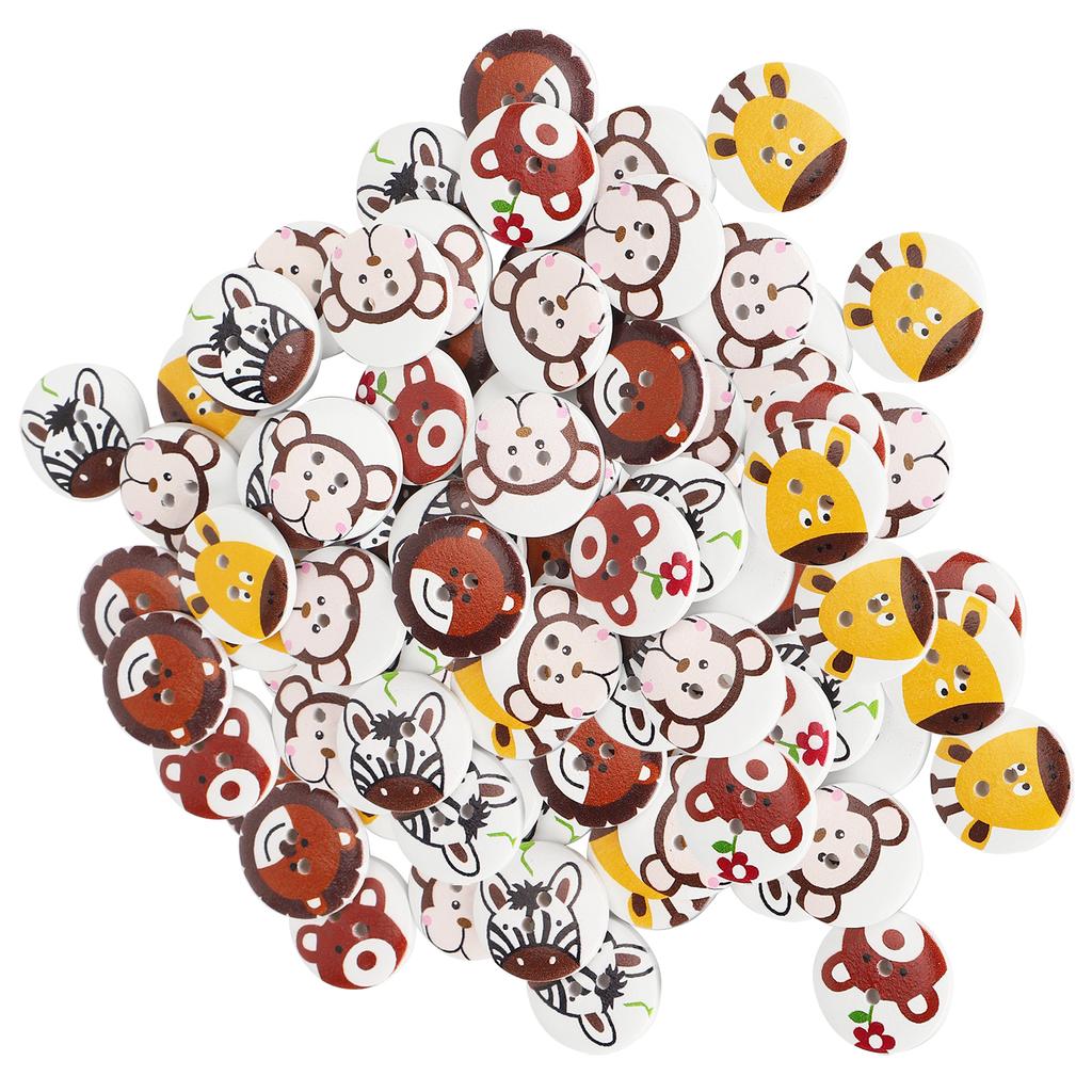 20mm Wood Buttons Cartoon Animal 2 Holes Sewing Button Children"s Clothing Accessories
