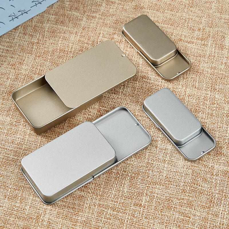 Tinplate Mini Metal Box Slide Cover Storage Box Wedding Jewelry Pill Cases Portable Tin Boxes Container Cosmetic Organizer