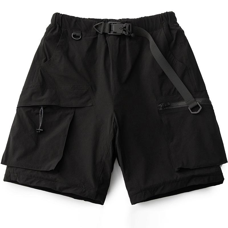 

Men s Japanese Retro Cityboy Multi-Pocket Work Shorts - Functional Versatile Summer Mid-Length Casual Pants 2XL чорний