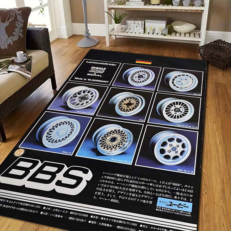 BBS Racing Mat Home Living Room Bedroom Decoration Kitchen Bathroom Anti Slip Entrance Carpet Balcony Flannel Floor Mat Gift