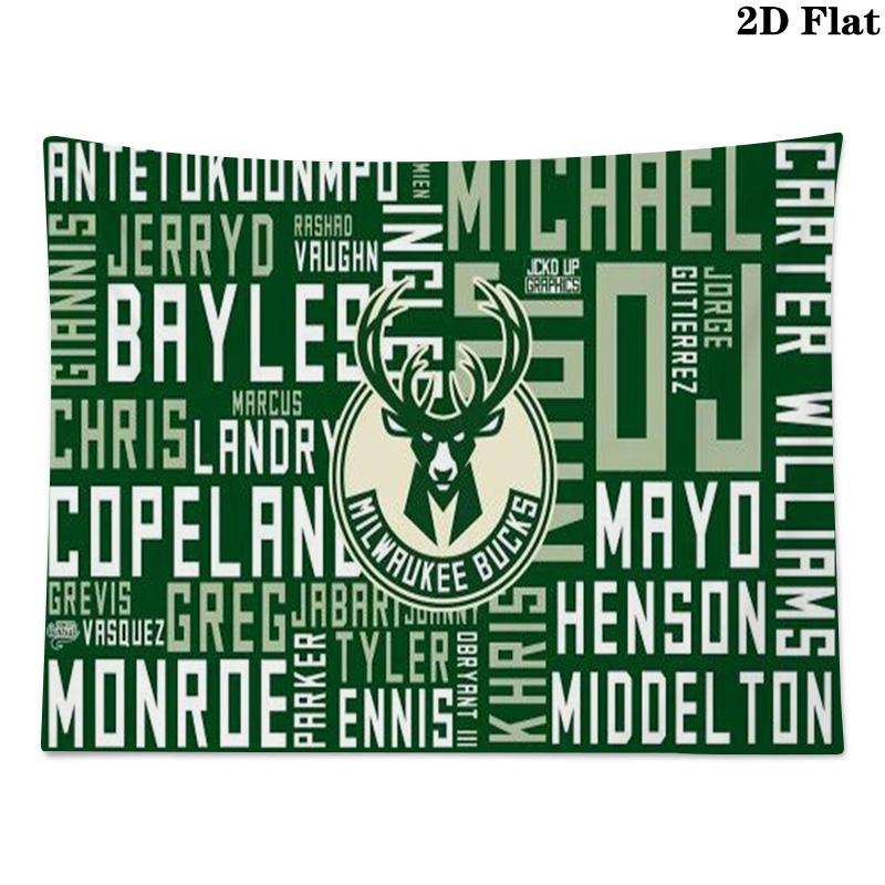 Milwaukee Bucks Logo Wall Tapestry Aesthetic Wall Hanging Printed Fabric Blanket Decorative Tapestries for Bedroom Living Room Home Decor