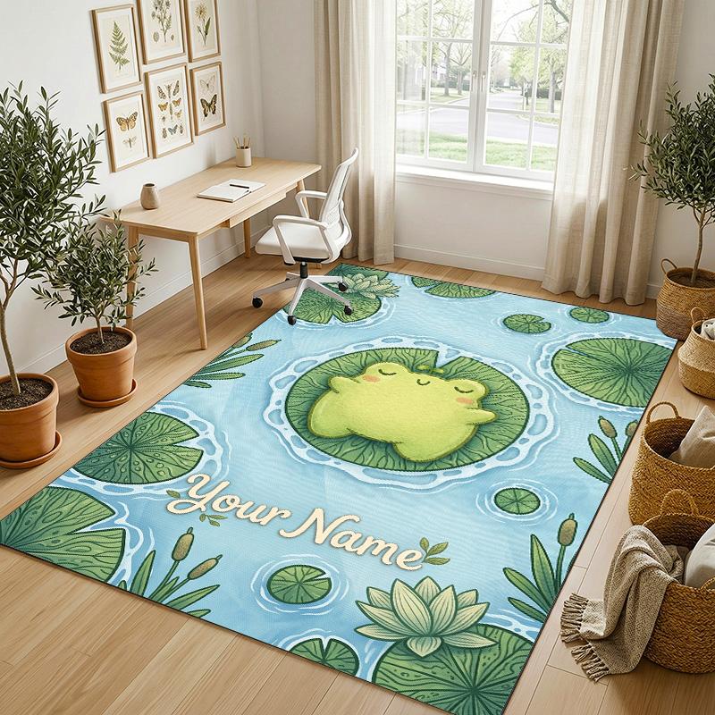 Foxes Moonlit Theme Soft Crystal Velvet Rug Custom Name & Text Print Non Slip Floor Rug for Bedroom Living Room