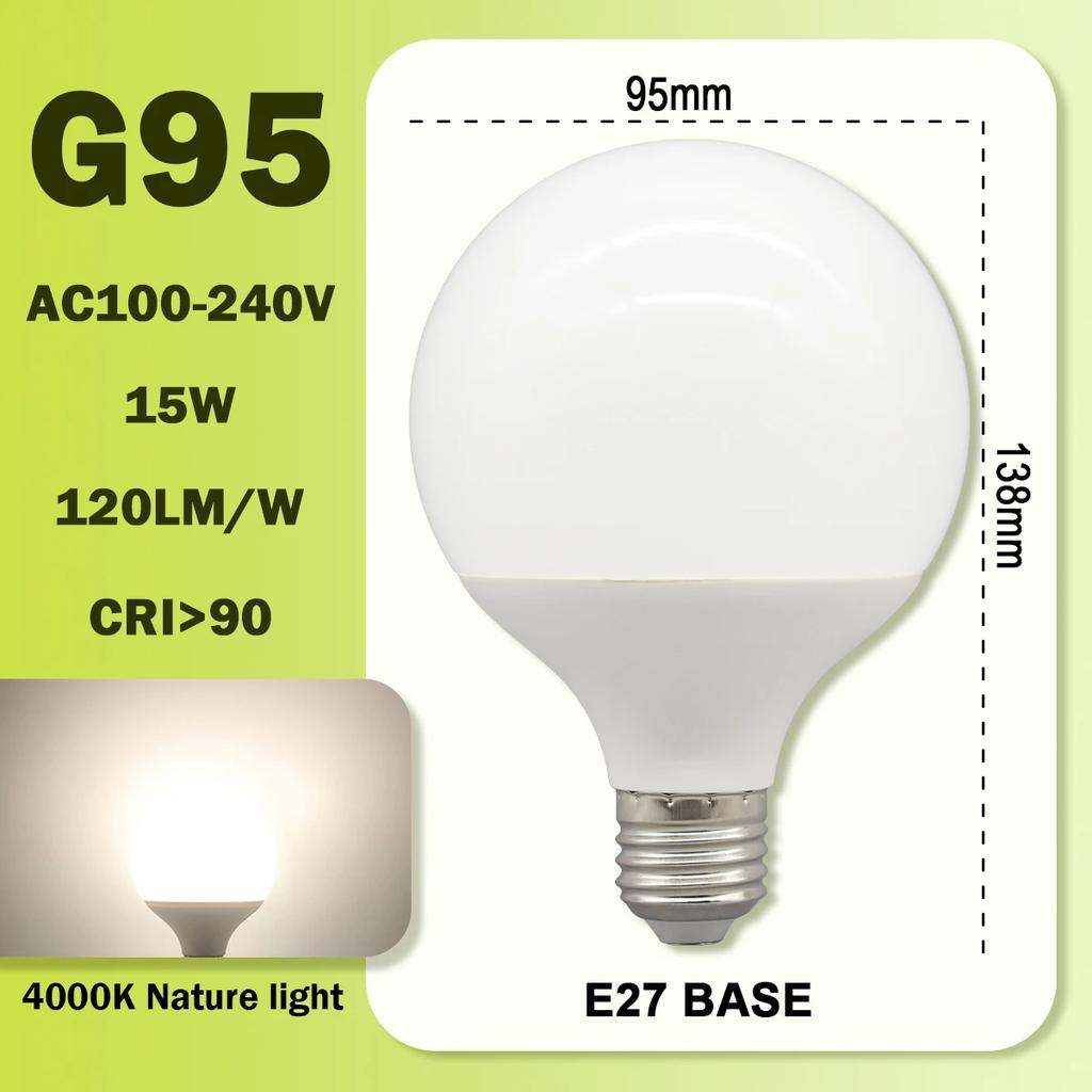 1-6PCS LED Bulb E27 10W 15W 18W AC 220V 127V G80 G95 G120 Energy Saving Global Light Lampada Ampoule Led Lamp Vanity Light Bulbs