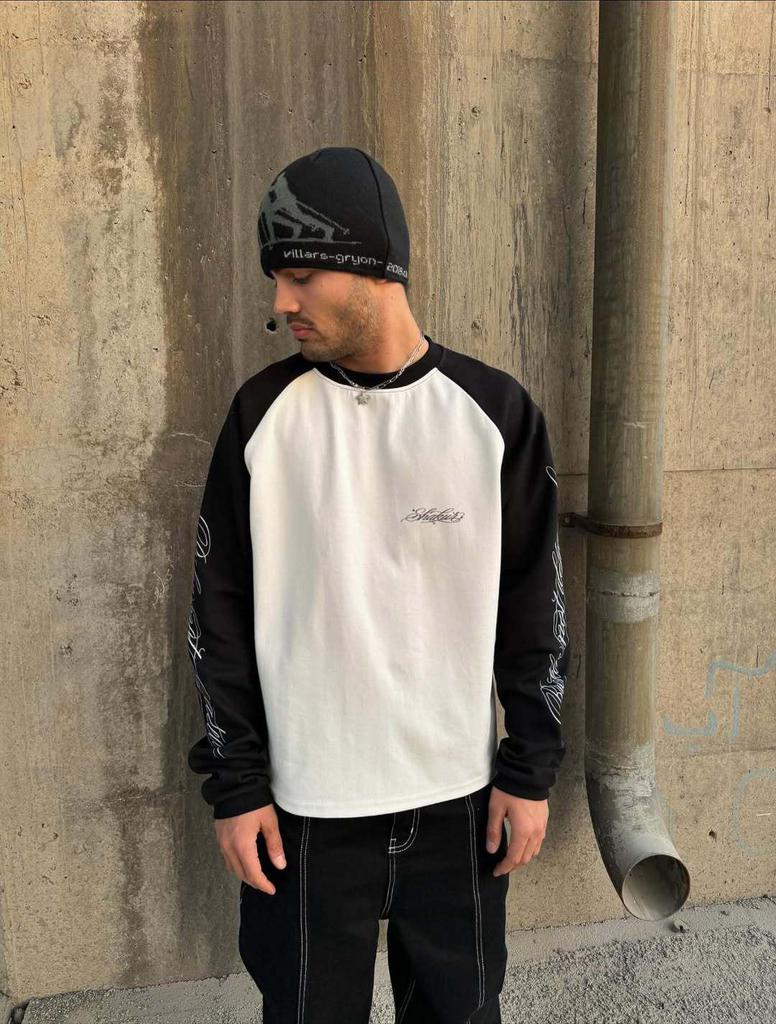 Minimalistisches Y2K-Stil Lockeres Rundhals-Langarm-T-Shirt