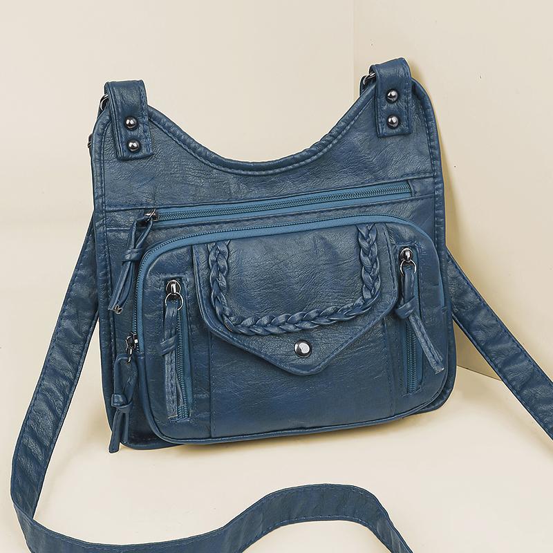 Vintage Shoulder Bag Multi-Zipper Women's Bag