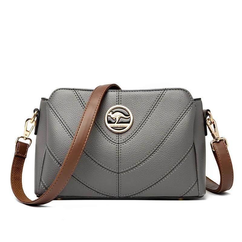 Brand Women Soft Leather Bags Luxury Designer Sewing Thread Handbag High Quality Crossbody Shoulder Bag