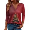 Women's Casual Fashionable Sexy Comfortable V-Neck Christmas Three-Quarter Sleeve Top