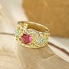 Unique Design Hollow Pattern Heart-shaped Inlaid Zircon Ring, Women's Fashionable Classic Holiday Accessory Jewelry