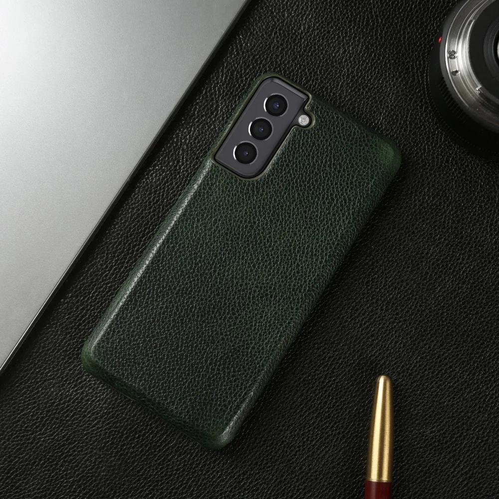 For Samsung S21 Case Luxury Real Genuine Leather Cover for Galaxy S25 FE S21Ultra S22 Plus S23Plus Note20 Phone Cases Coque Capa