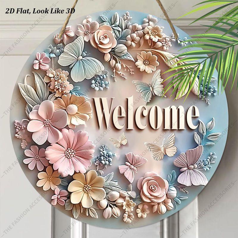 2D flat hanging decorative signs,interior wall or door decoration,garden decoration,"Welcome"logo,a housewarming gift for friends
