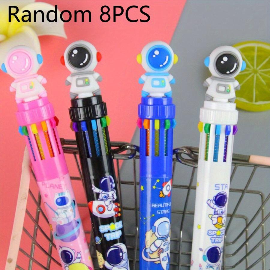 

8/12 PCS Astronaut Design 10 Colors Ballpoint Pens 0.7mm 10 Colors Ink Retractable Tip Ideal for Exam Rewards Presents Multi-color Graffiti Take Note 8 PCS