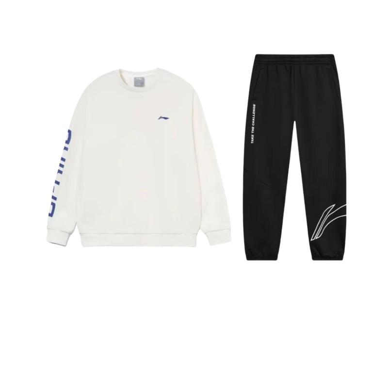 

Толстовка пуловер свободного кроя с принтом логотипа Li Ning, с длинным рукавом, удобный и универсальный спортивный костюм, унисекс, AKLTD71-1+AWDRF44-3 XXXL