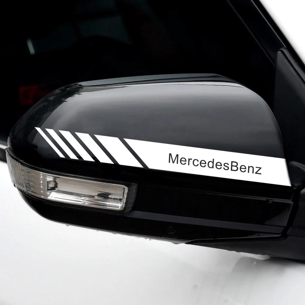 2PCS Car Badge Rearview Mirror Decor Sticker Vehicle Body Refit Decal for Mercedes Benz Amg W205 W211 W204 W212 W213 W203 W176
