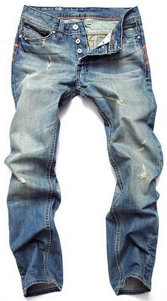 Джинсы прямого кроя Spargel с эффектом потертости 40 мужские (Размер (Талия 102 см) синий