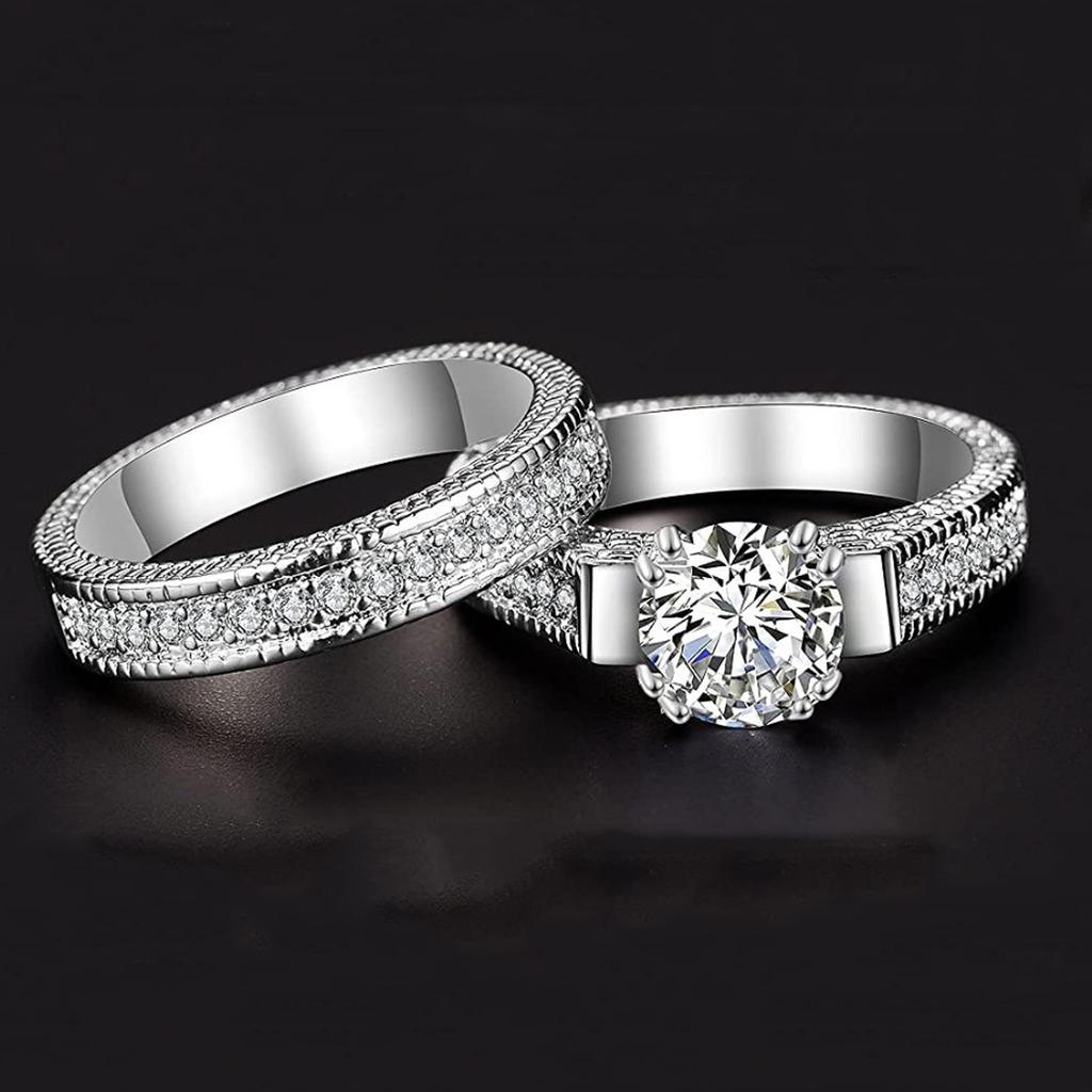 Zircon Ring Women Index Finger Ring Fashion Couple Ring Set Jewelry Gift