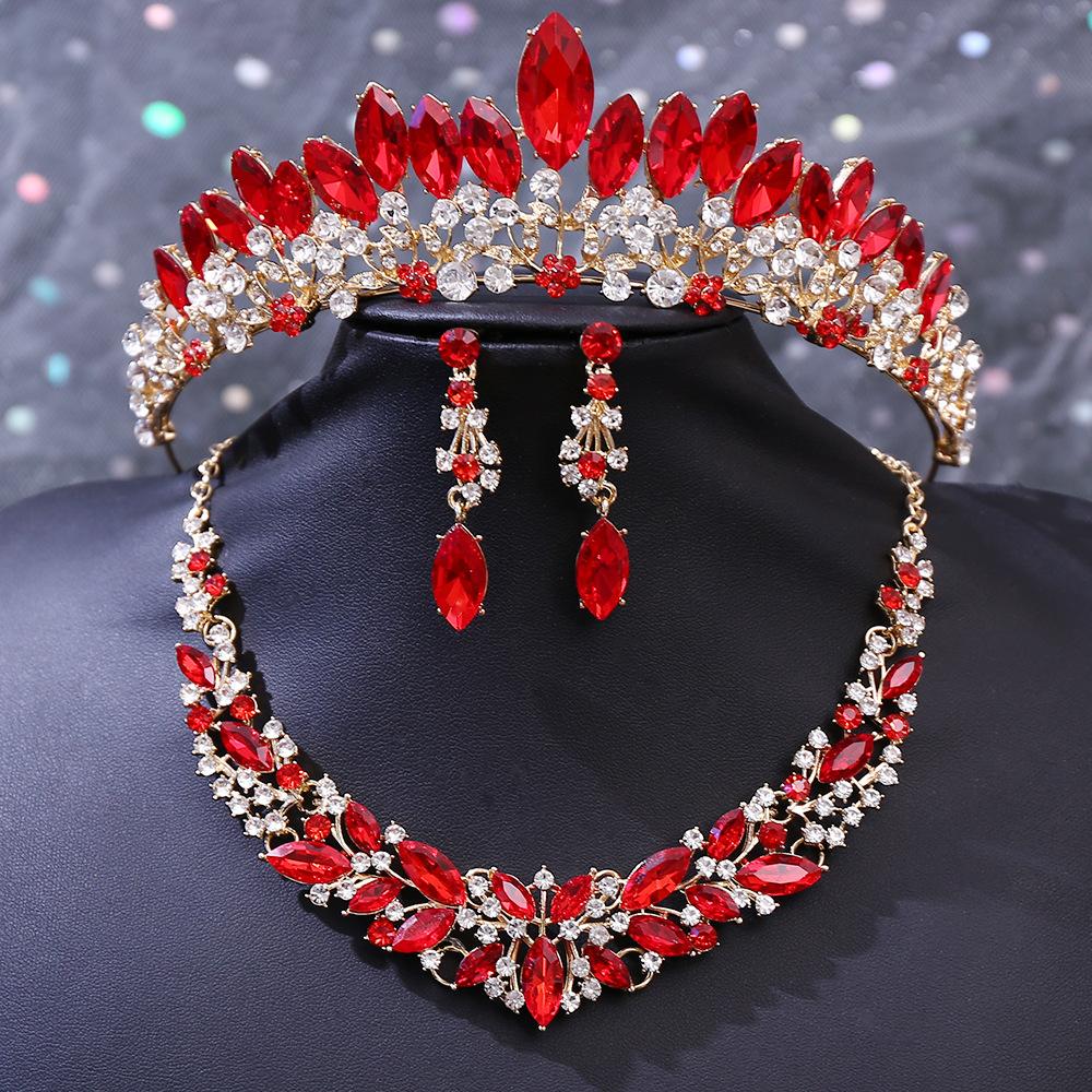 DIEZI Fashion New Luxury Crystal Tiara Crowns For Women Wedding Party Elegant Bridal Bride Rhinestone Crown Necklace Earrings