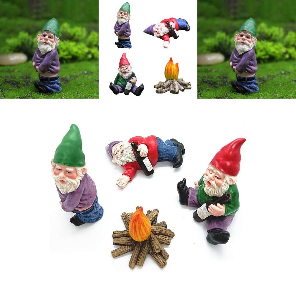Creative Miniature Naughty Gnome Statues Set For Colorful Garden Ornamentation