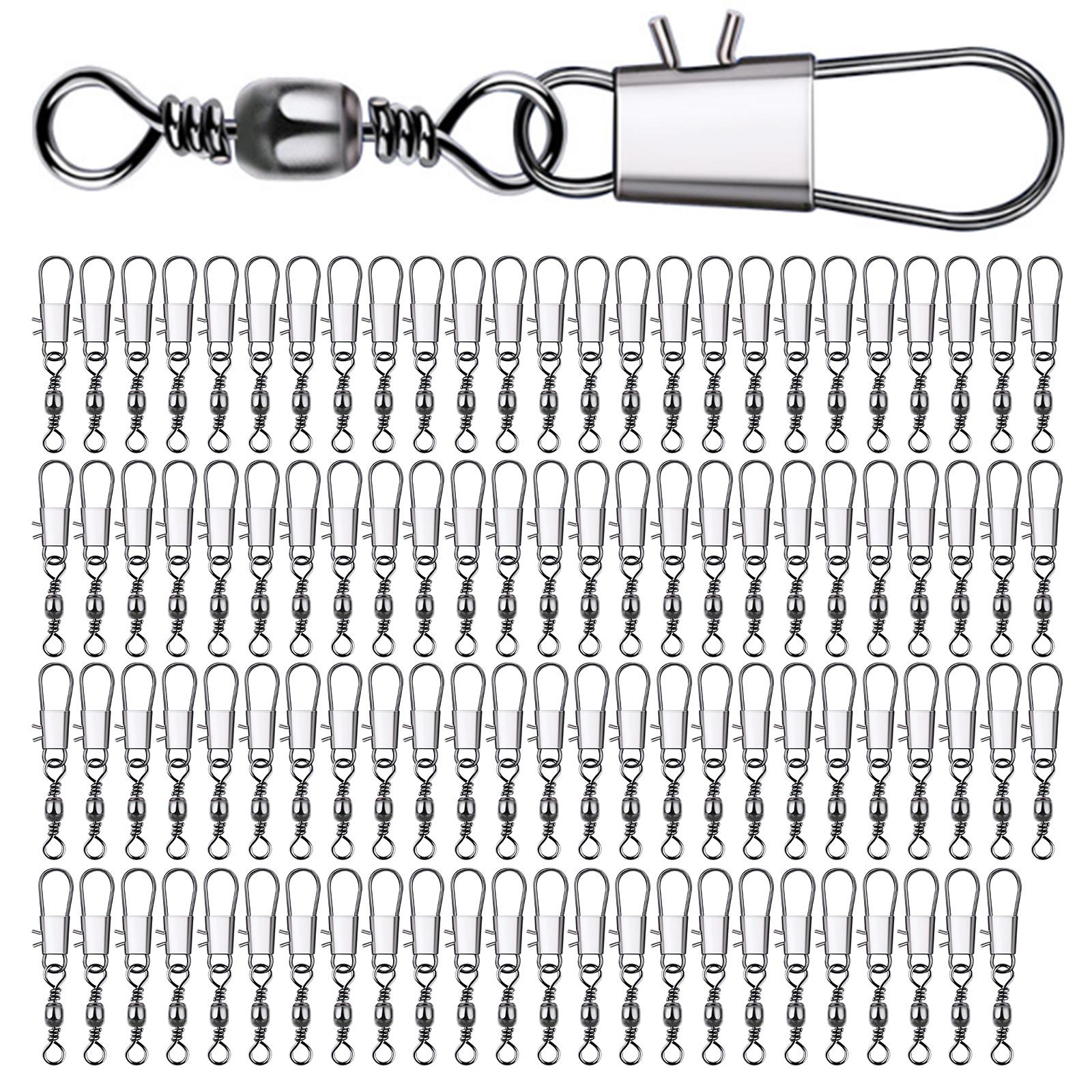 

100 шт. Высокопрочные вертлюжки с шарикоподшипником и застежкой-карабином, коннекторы для рыболовных приманок 12