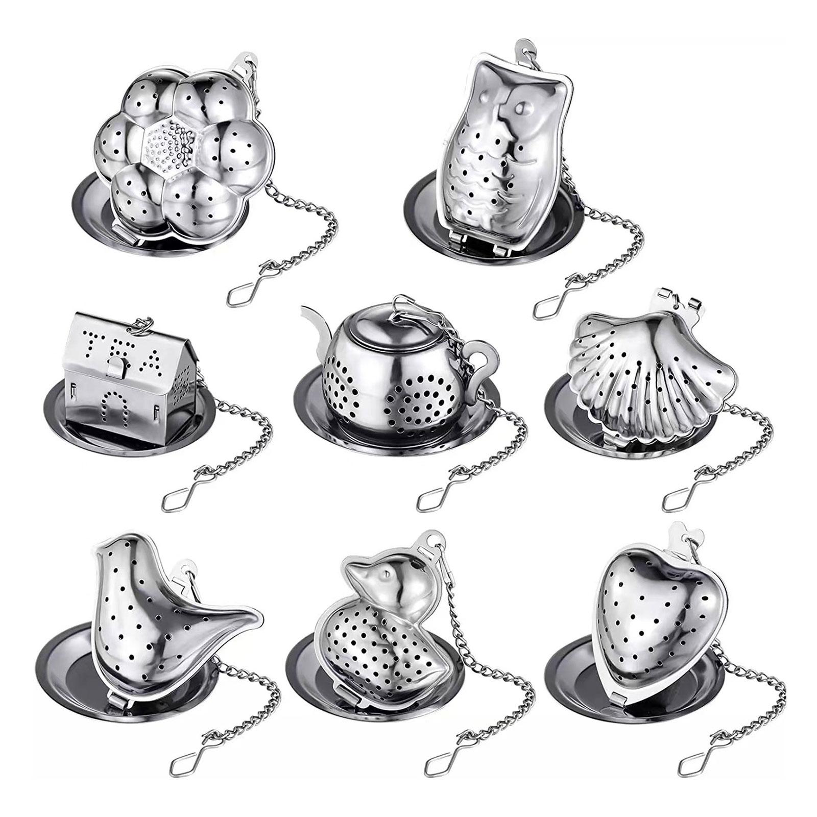 

Набор из 8 чайников-инфузоров, фильтр для чая, чайник для заваривания чая, текстура из нержавеющей стали, чайный аксессуар, подходит для дома и офиса
