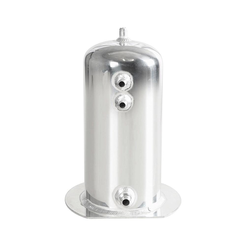 Universal 2.5L Fuel Surge Tank with Swirl Pot AN6 Out AN8 Dome Oil Catch Can Tank Aluminium Alloy Silver Polished