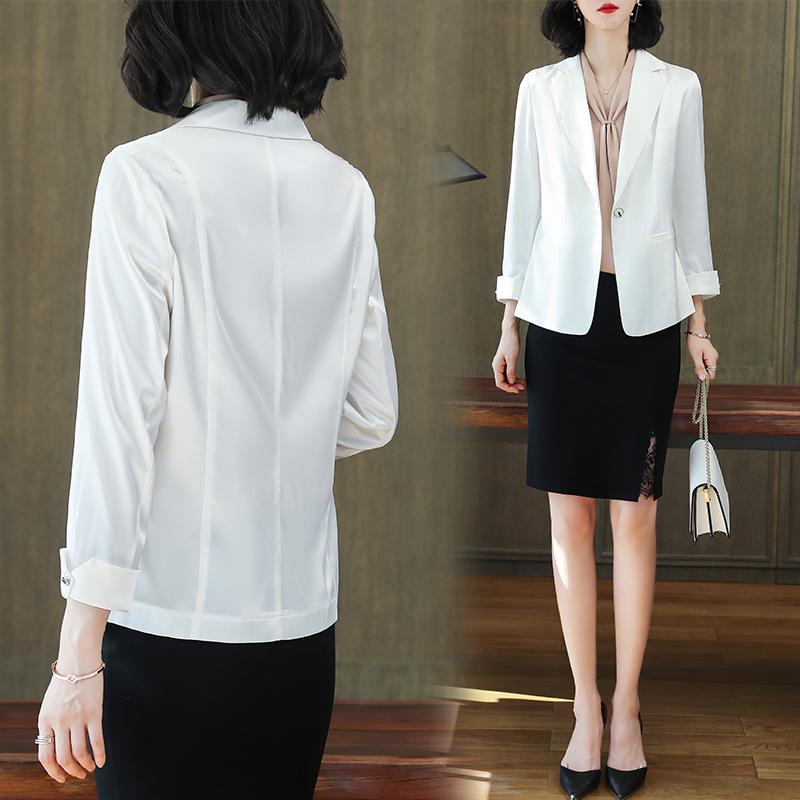 Professional temperament silk small blazer women's spring and summer mulberry silk casual loose large size suit