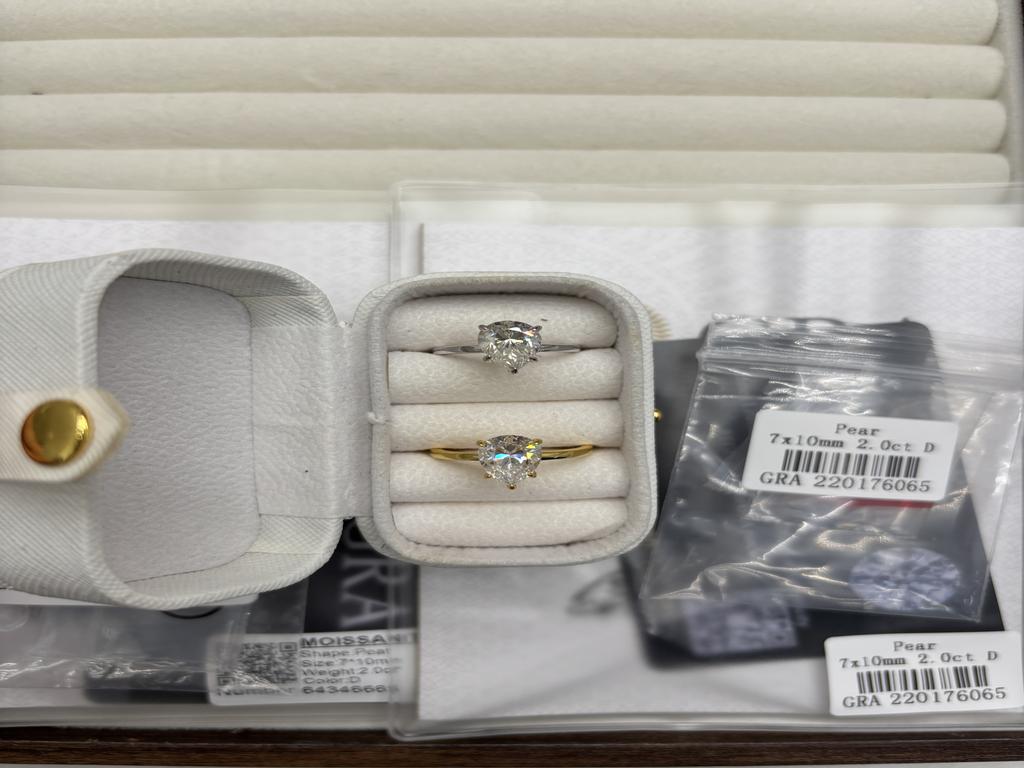 Fine Jewelry Luxury High-end Syntactic 1Ct Pear Cut VVs1 Moissanite S925 Sterling Silver Ring Engagement Gift for Woman