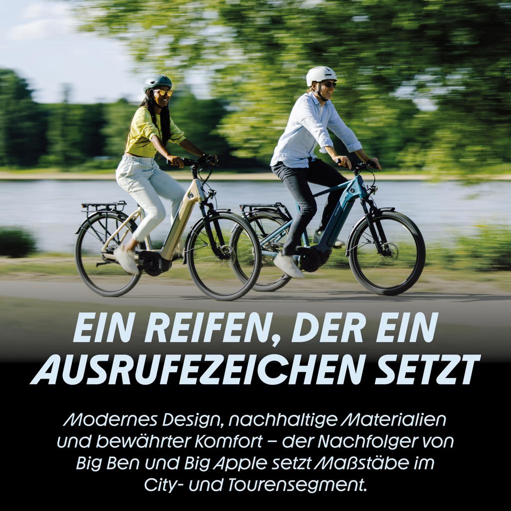 SCHWALBE Big Apple 16x2.00 Black Reflex Clincher Tire (Authentic) for Urban, Balloon, and City Riding